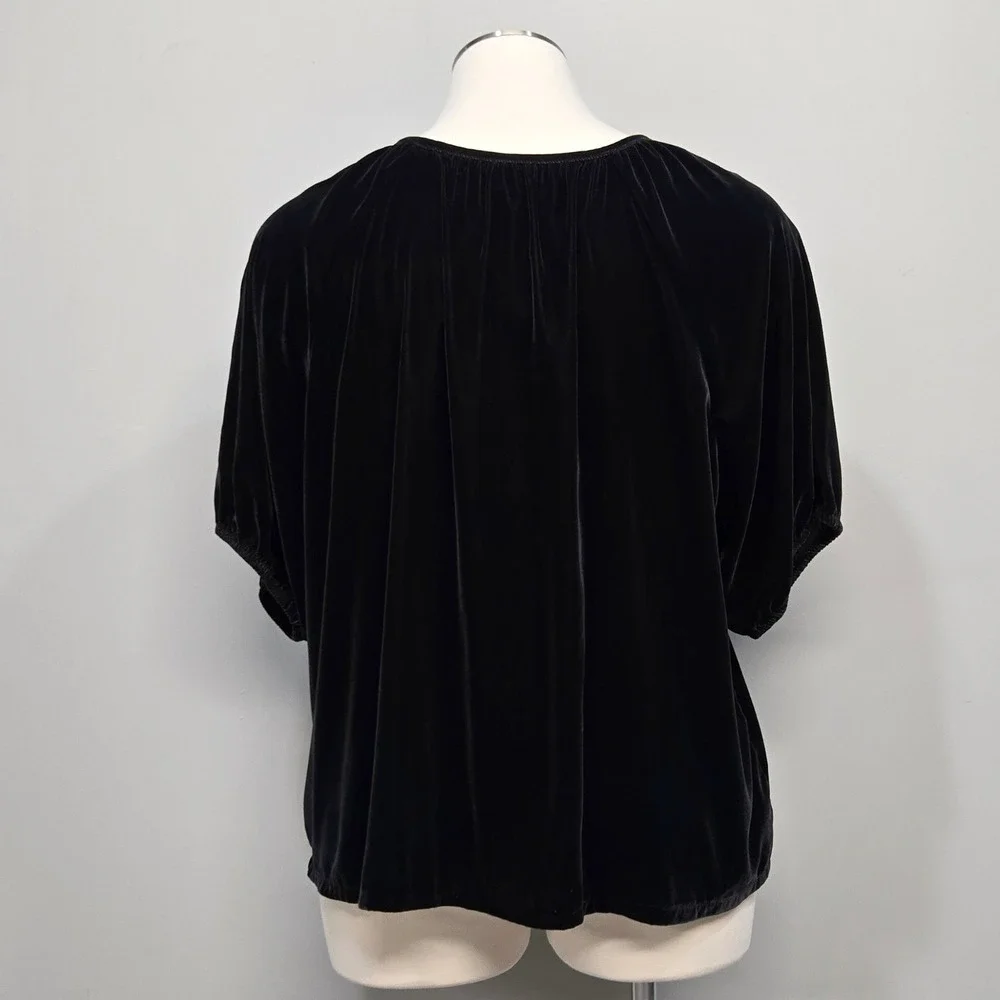 Old Navy‎ Black Velvet Peasant Top Plus Size XXL Poetcore Romantic Whimsigoth